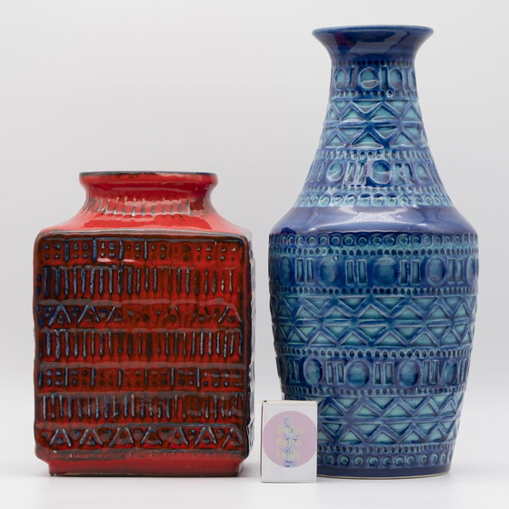 Image 1 of Retro BAY Ceramic Vase DUO 606-30 + 70-20 Fat Lava Vintage 60s WGP Mid-Century 