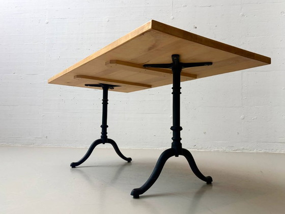 Image 1 of Solid beechwood coffee table with cast iron legs, 1980s