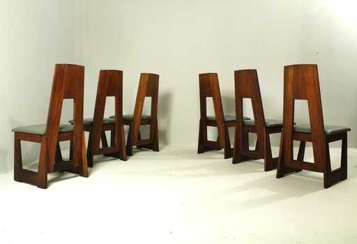 Chaises en acajou Art and Crafts du milieu du siècle, ensemble de 6