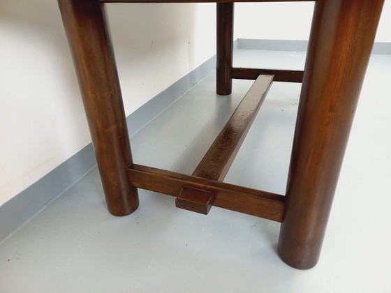 Image 1 of Brutalist rectangular dining table by Georges Robert in dark pine wood from the 1950s/60s