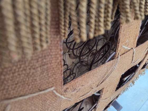 Image 1 of 1960s, Danish "Banana" 2-seater sofa, green furniture velour, oak wood.