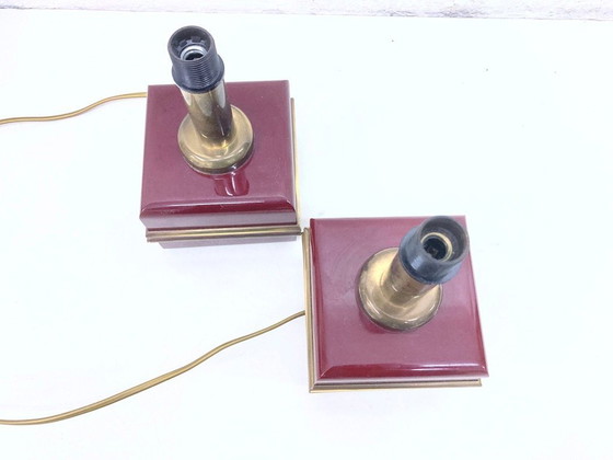 Image 1 of Two table lamps from the 1970s by Bicchielli, made of plastic and brass