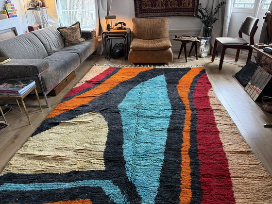 Image 1 of Tappeto postmoderno dal design astratto degli anni '80 – 332 × 205 cm – Marocco