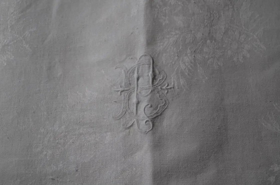 Große Tischdecke aus weißer Damastbaumwolle, 1930er Jahre – Tischdekoration, Cotton (photo 6 of 10)