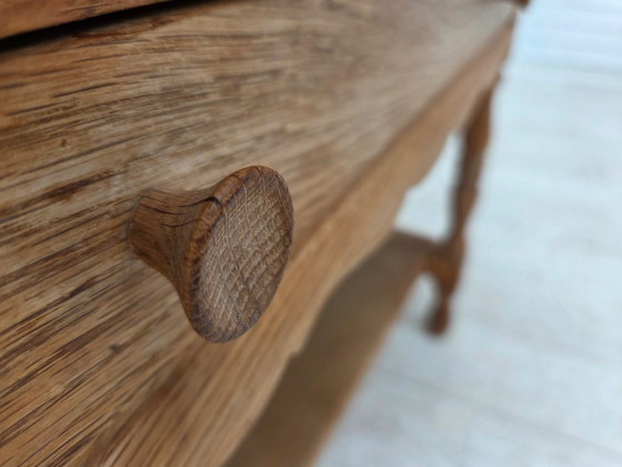 Anni '70, Tavolino scandinavo con cassetti, legno massello di rovere, rattan. – Tavolini (photo 9 of 21)