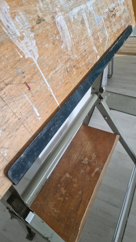 Image 1 of Original Vintage “Reply” Drafting Table – Friso Kramer & Wim Rietveld for Ahrend de Cirkel (Early Model 1950s) – Super Complete