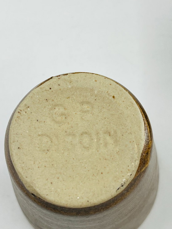 Image 1 of Lot de six gobelets en grès Digoin vintage