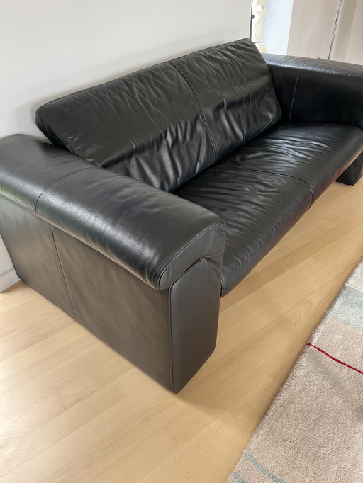Rolf Benz 6800 Sofa, schwarzes Leder