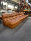 1970's Vintage Italiaanse Moderne cognac lederen lounge stoelen