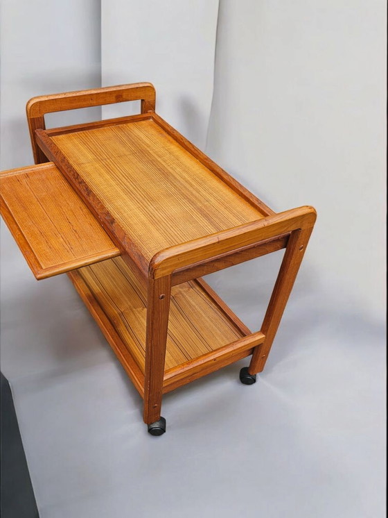 Image 1 of Mid - Century Danish teak side trolley bar trolley serving trolley with removable tray 1960s