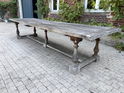 Grote Rustieke Tafel In Massief Hout – eettafels, Wood