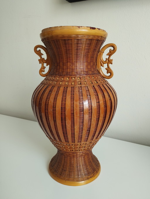 Brown woven wicker vase Zhejiang Handicrafts