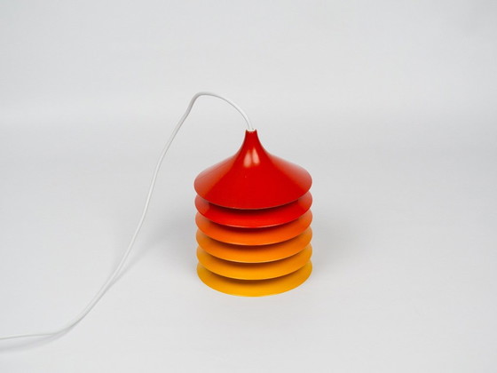 Lampe danoise vintage IKEA Duett, Bent Boysen, 1983, Suspensions, Aluminium, Rouge (photo 4 sur 7)