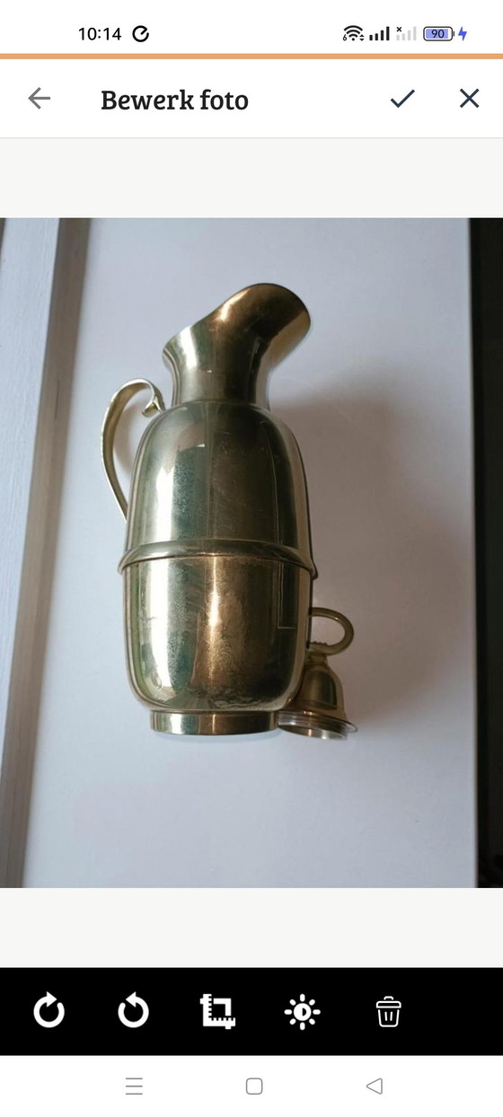 Image 1 of Thermos flask vintage yellow copper