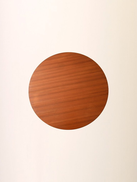 Image 1 of 1960s Scandinavian Round Teak Dining Table with Two Leaves