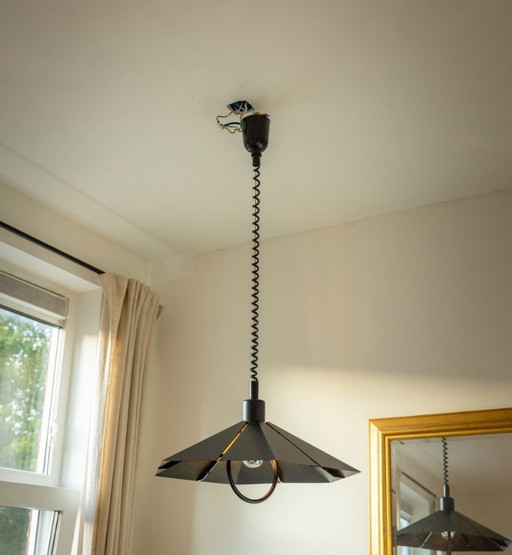 Lampada a sospensione vintage nera con cordino estensibile E27