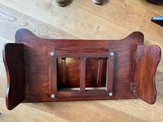 Image 1 of Mahonie dienblad opklapbaar boekensteun serveer-tableau