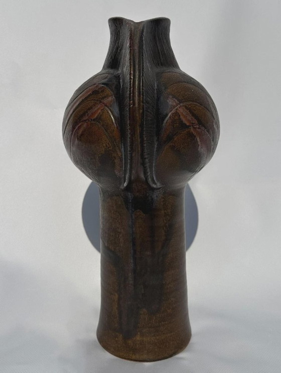 Fritz van Daalen Studio-Keramik Totem Vase, 1960er-70er Jahre, Vasen, Braun (Foto 2 von 7)
