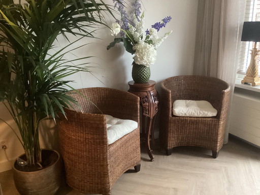 2 BIRMA RIET ROTAN FAUTEUILS