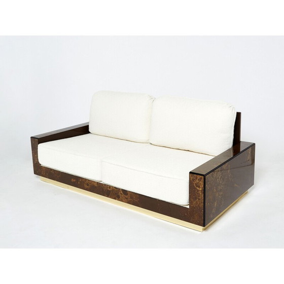 Image 1 of Vintage-Sofa aus Messing und Wolle, gelockt, von Jansen, 1970