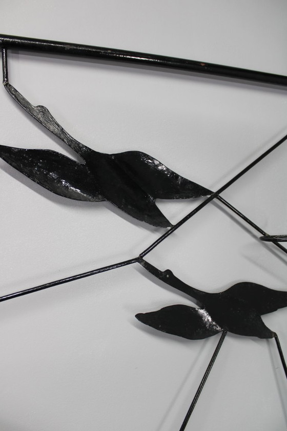 Image 1 of Jardinera divisoria de ambientes de metal negro de mediados de siglo, década de 1970