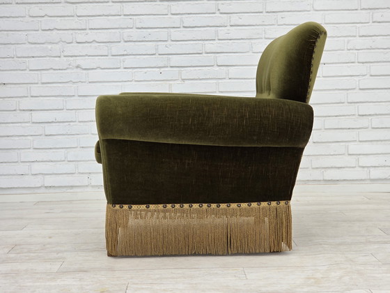 Image 1 of 1970s Danish Lounge Chair, Low, Furniture Velour, Ash Wood Legs