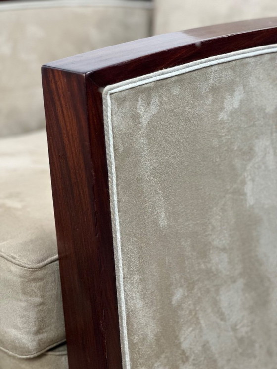 Image 1 of Fauteuils (la paire) époque Art déco en palissandre et suédine