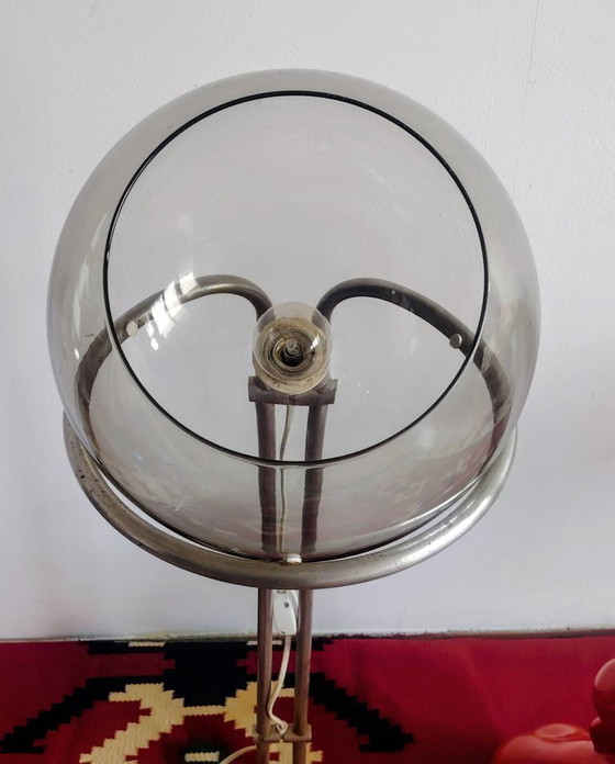Image 1 of Modernist bauhaus glass ball floor lamp. Designer: Házi Tibor