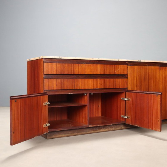 Buffet des années 1960 en bois et marbre – Buffet bas, Wood (photo 3 of 12)