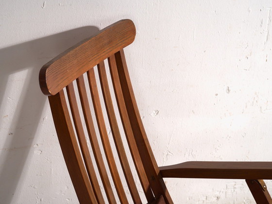 Antique Oak Deck Chair (Steamer Chair), Europe, circa 1920, Chaise longue, Brass, Brown, Rustic (photo 3 of 15)