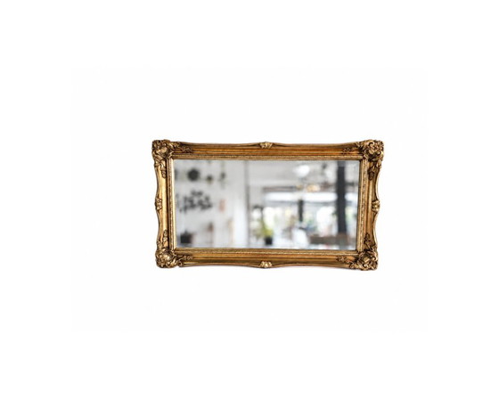 Miroir mural 'Golden' style Baroque Rococo à facettes (style Hollywood Regency), Verre, Doré (photo 2 sur 7)