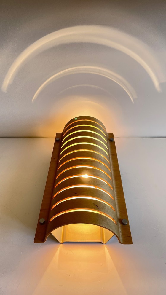 Image 1 of Ikea VINTAGE FOLDED WOOD AND STEEL WALL LAMP