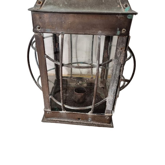 Image 1 of Antiek Frans koperen kaarsen lantaarn, eind 19e eeuw