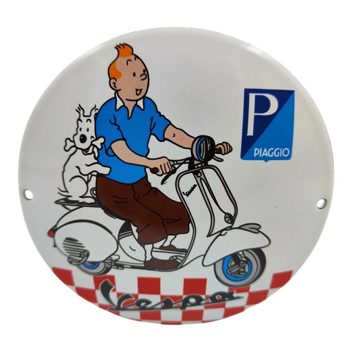 Plaque émaillée Vespa Piaggio Tintin