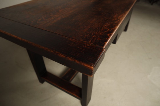 Table de salle à manger en chêne teinté foncé de Jean Batenburg pour MI, Belgique, vers 1969 (photo 6 of 15)