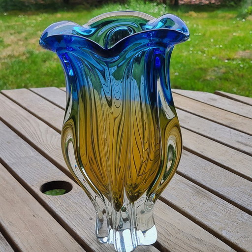 Large crystal vase signed by Josef Hospodka, vintage 1960s/70s