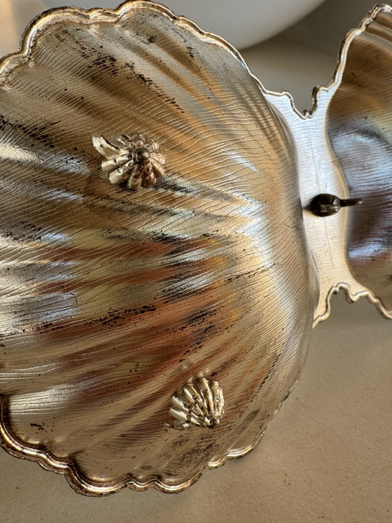Image 1 of Présentoir coquillage métal argenté vintage