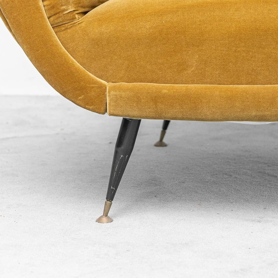 Coppia di poltrone vintage in velluto stile Gigi Radice – Design Italiano anni '50 – Metal, Velvet (photo 6 of 11)