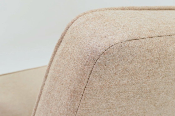 Image 1 of Mid century modern design armchair camel beige wool oak wood by Chierowsky 