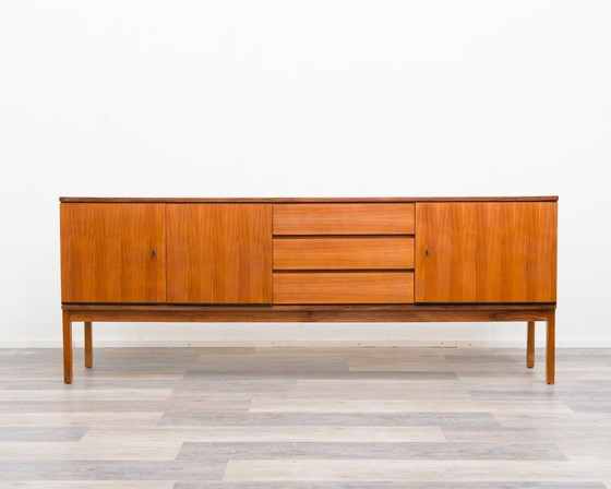 Image 1 of 1960s walnut sideboard, straight-lined design, restored.