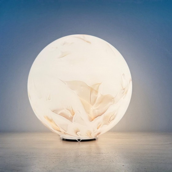 Image 1 of Vintage glass table lamp marble decor , 1970s 