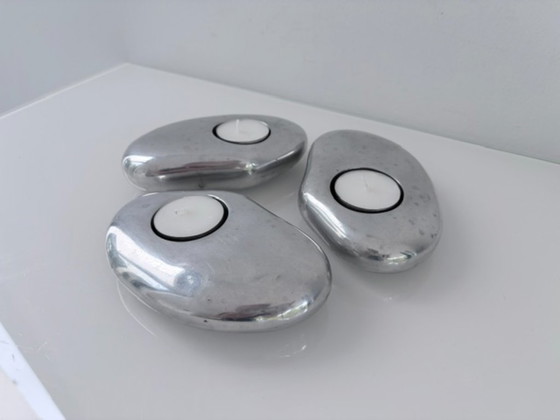 Set de 3 Portavelas de Aluminio – Forma Orgánica – Aluminium (photo 3 of 17)