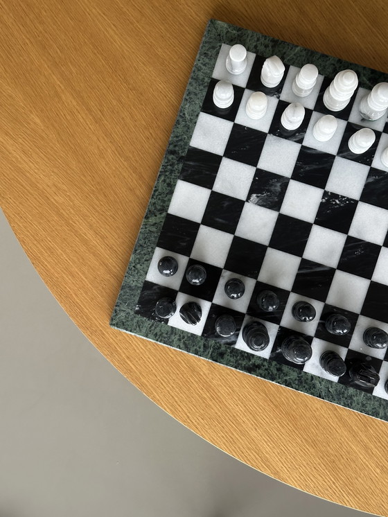 Image 1 of Marmeren schaakspel XL groot schaakset bord steen 