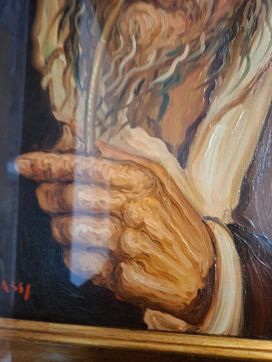 Image 1 of Seltenes Ölgemälde auf Leinwand von Tullio Grassi „Alter Mann mit Pfeife“