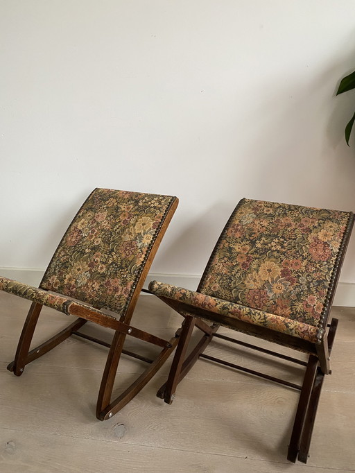 Vintage französische Fußhocker – zwei Stück