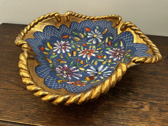 Image 1 of Corbeille / Centre de table en faïence Belge de Quaregnon signé Hubert Becquet 