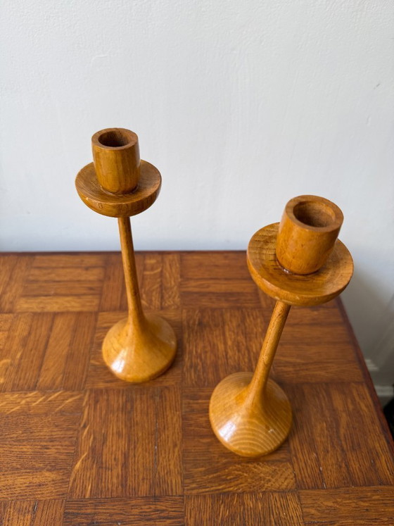 Image 1 of Coppia di portacandele in legno