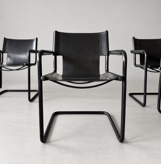 6 Vintage Mart Stam S34 — All Black — Black Leather – Dining chairs, Metal (photo 4 of 15)