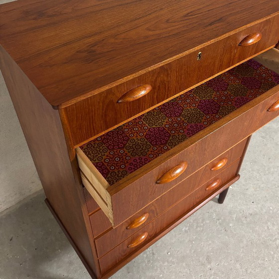 Image 1 of Danish Teak Chest of Drawers with 6 Drawers — Vintage 1960s