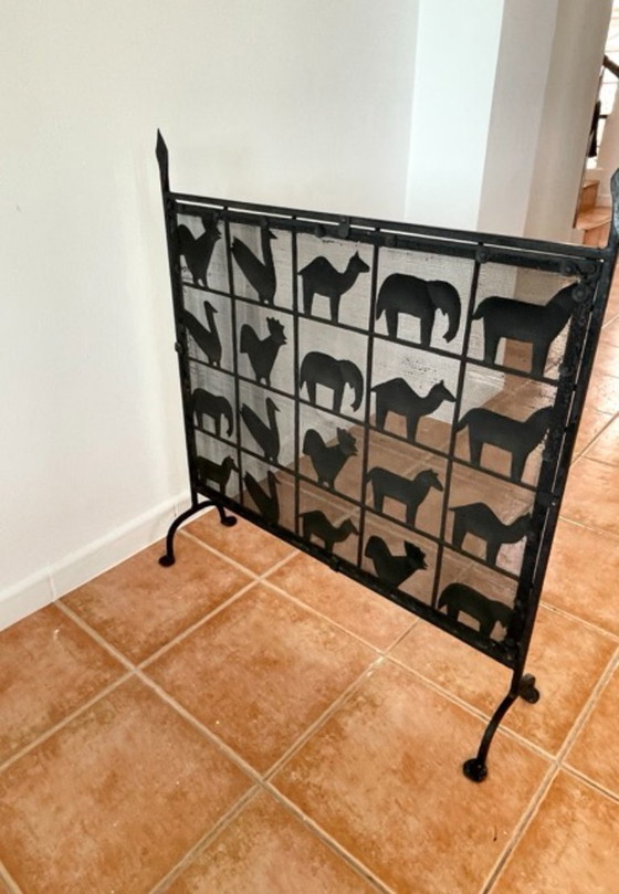 Image 1 of Parascintille in ferro battuto a forma di animale, stile Atelier Marolles, Francia, 1950